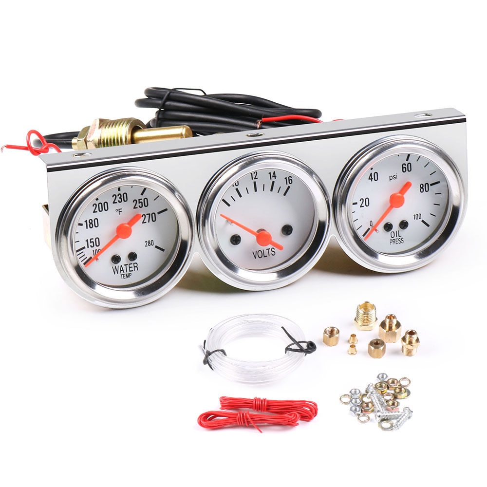Instrument 52mm Mechanical Water Temperature, Oil Pressure and Voltage Three in One 2-inch Triple Meter Combination